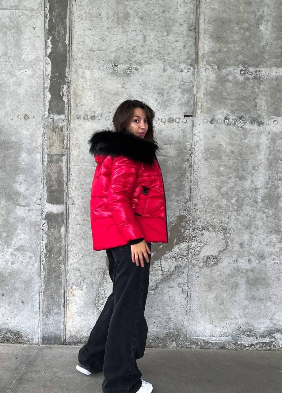 Червона зимня жіноча пуховик зимовий плащівка xs-4xl (40 42 44 46 48 50 52 54) тепла коротка куртка червона No Brand