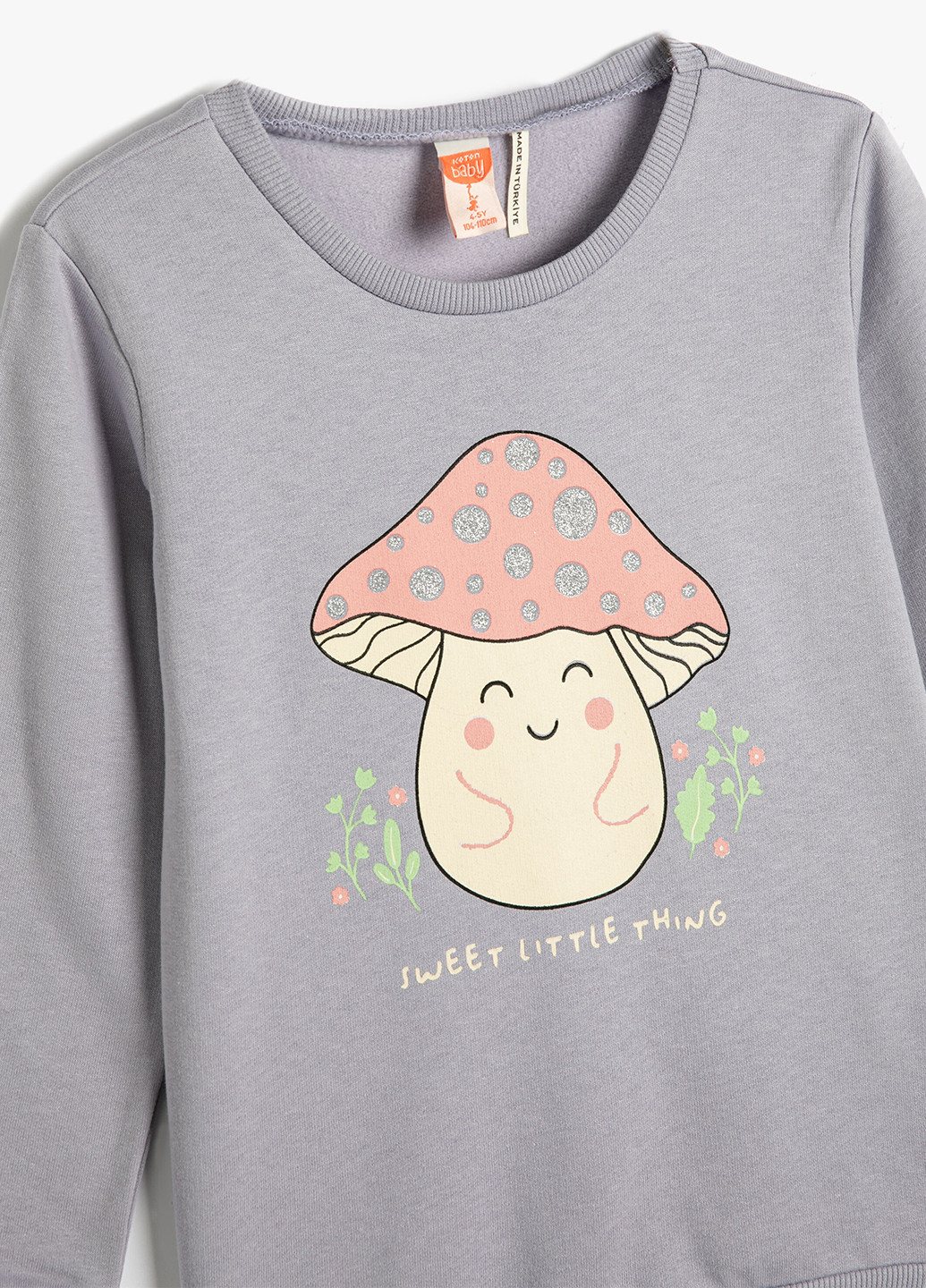 KOTON свитшот рисунок лиловый кэжуал хлопок, трикотаж