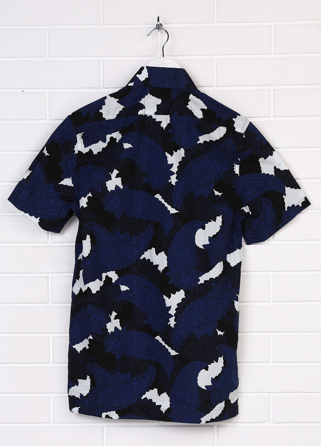 Синяя кэжуал рубашка с абстрактным узором H&M с коротким рукавом