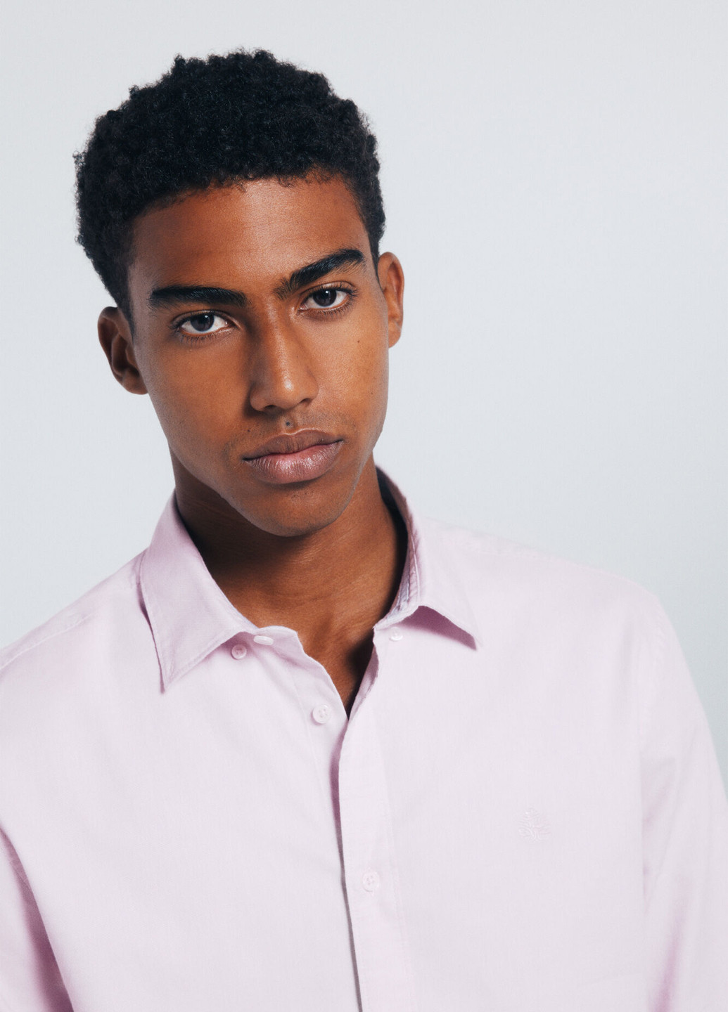 Светло-розовая классическая, кэжуал рубашка однотонная Springfield