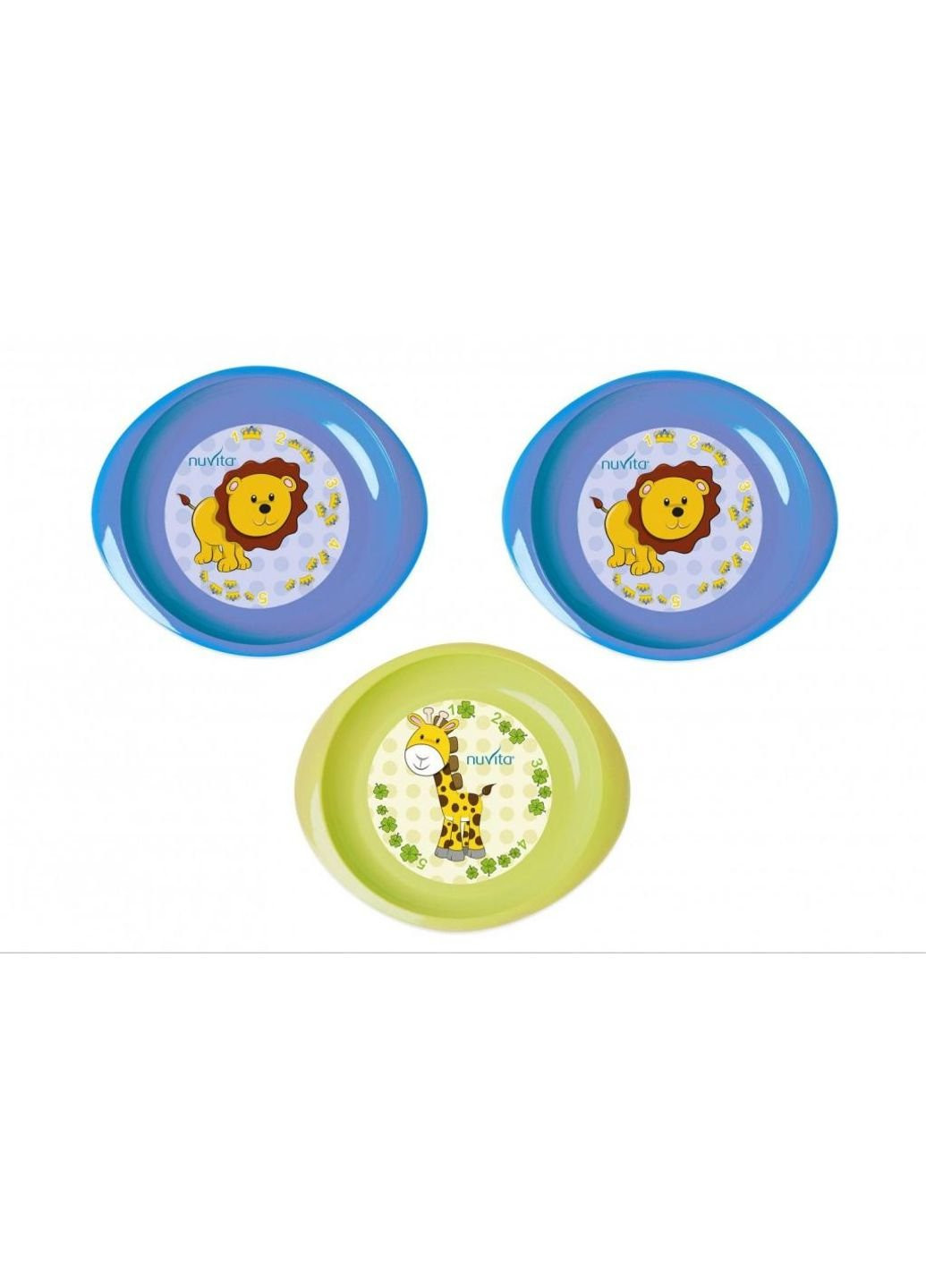 Набір дитячого посуду тарілочки 6м+ 3шт. дрібні сині та салатова Nuvita (252250353)