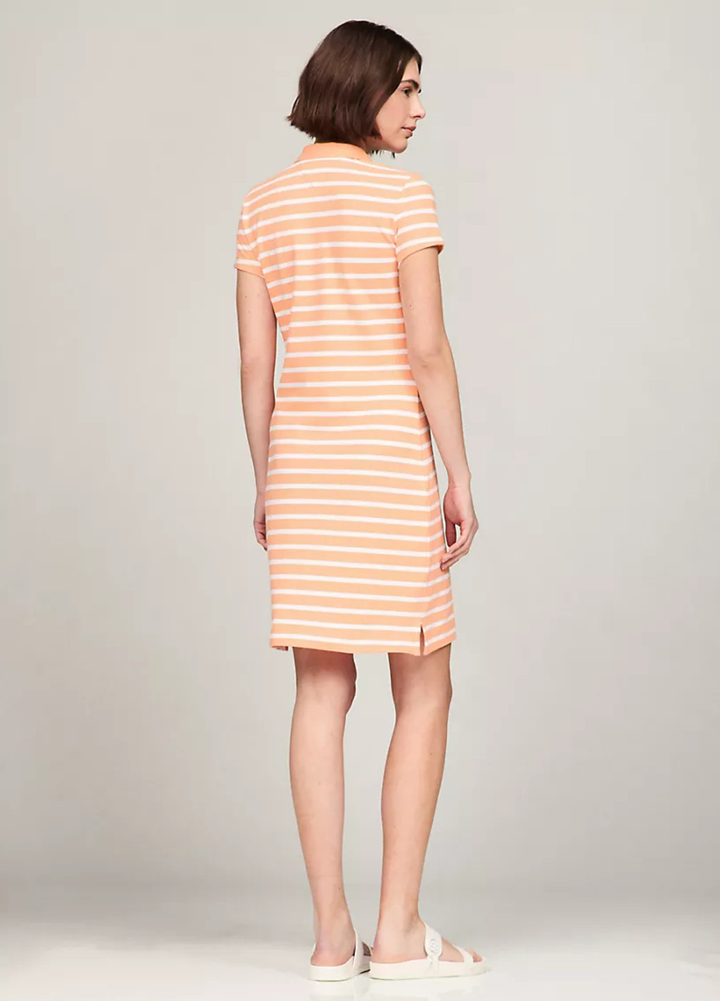 Оранжевое кэжуал платье поло Tommy Hilfiger в полоску