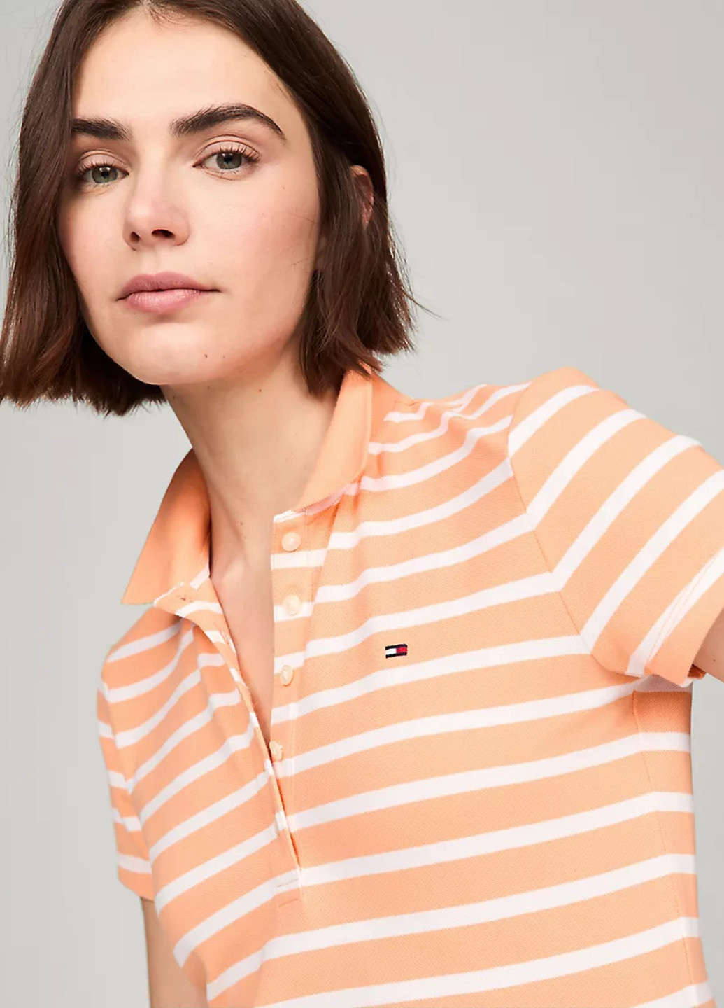 Оранжевое кэжуал платье поло Tommy Hilfiger в полоску