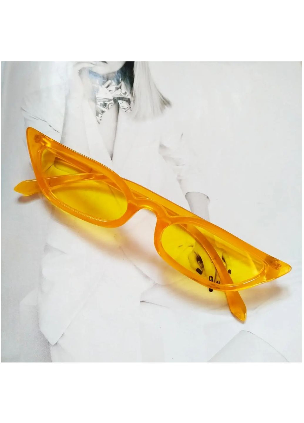 Стильные винтажные  очки  с острыми углами Желтый No Brand (253517660)