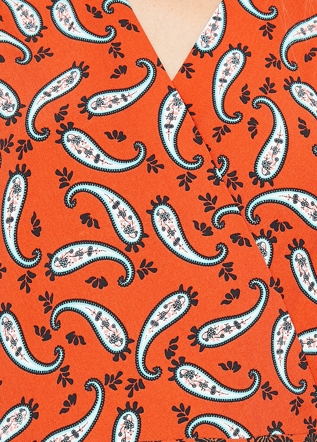 Оранжевое кэжуал платье на запах KOTON турецкие огурцы