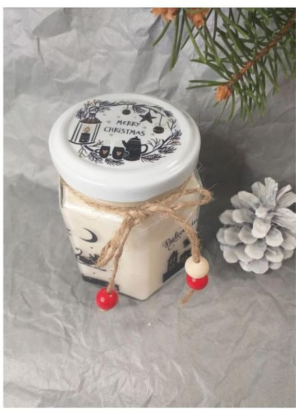 Новогодняя подарочная handmade свеча "Сани" белая 38-40 часов горения BeautlyMaysternya (255288274)