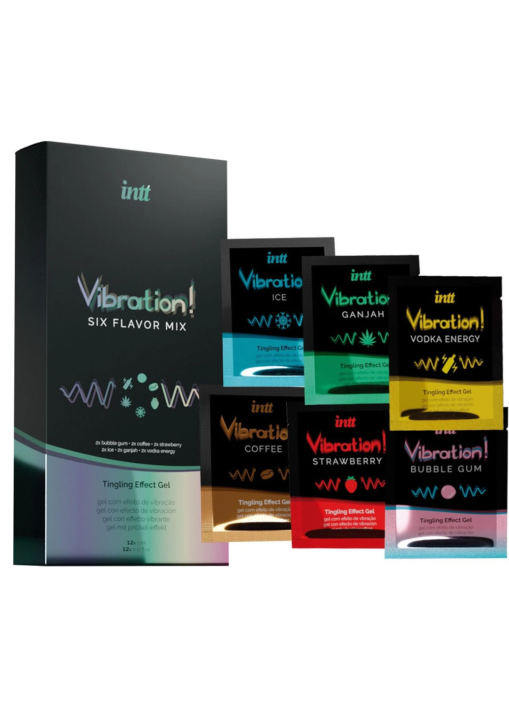 Набор пробников жидкого вибратора Vibration Six Flavor Mix (12 по 5 мл) Intt (251849865)
