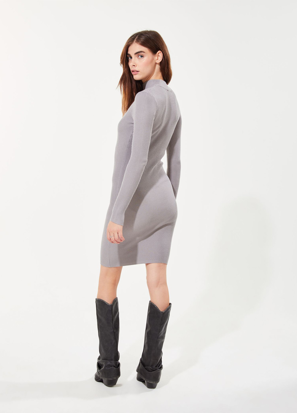 Серое кэжуал платье Jennyfer однотонное
