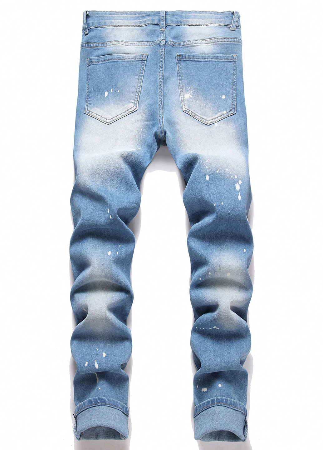 Голубые демисезонные слим джинсы SHEIN