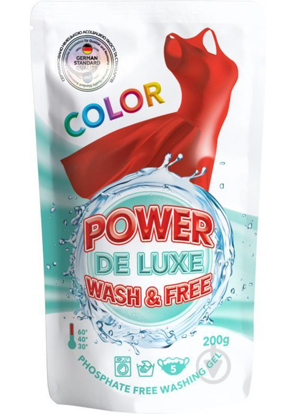 Гель для прання, для кольорових тканин, 200 г 5 прань Power De Luxe (254371984)