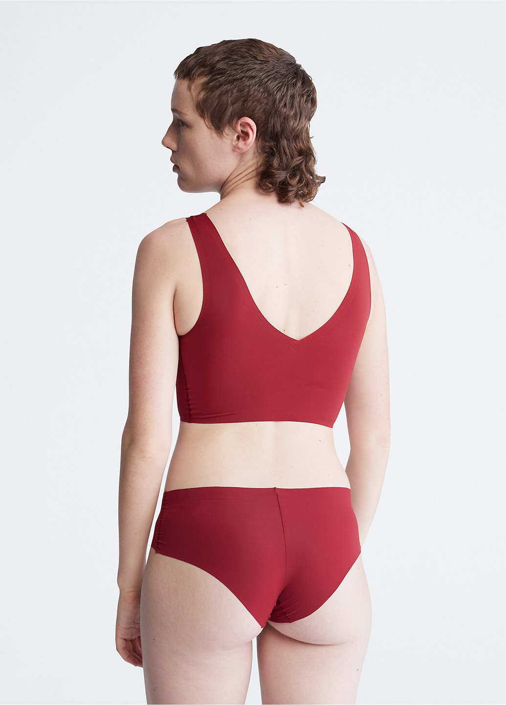 Красный топ бюстгальтер Calvin Klein без косточек нейлон, трикотаж