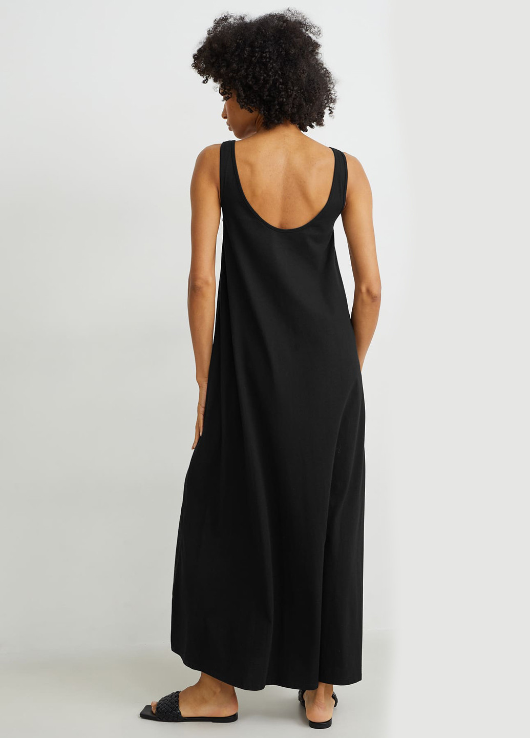 Черное кэжуал, пляжное платье платье-майка, а-силуэт C&A однотонное