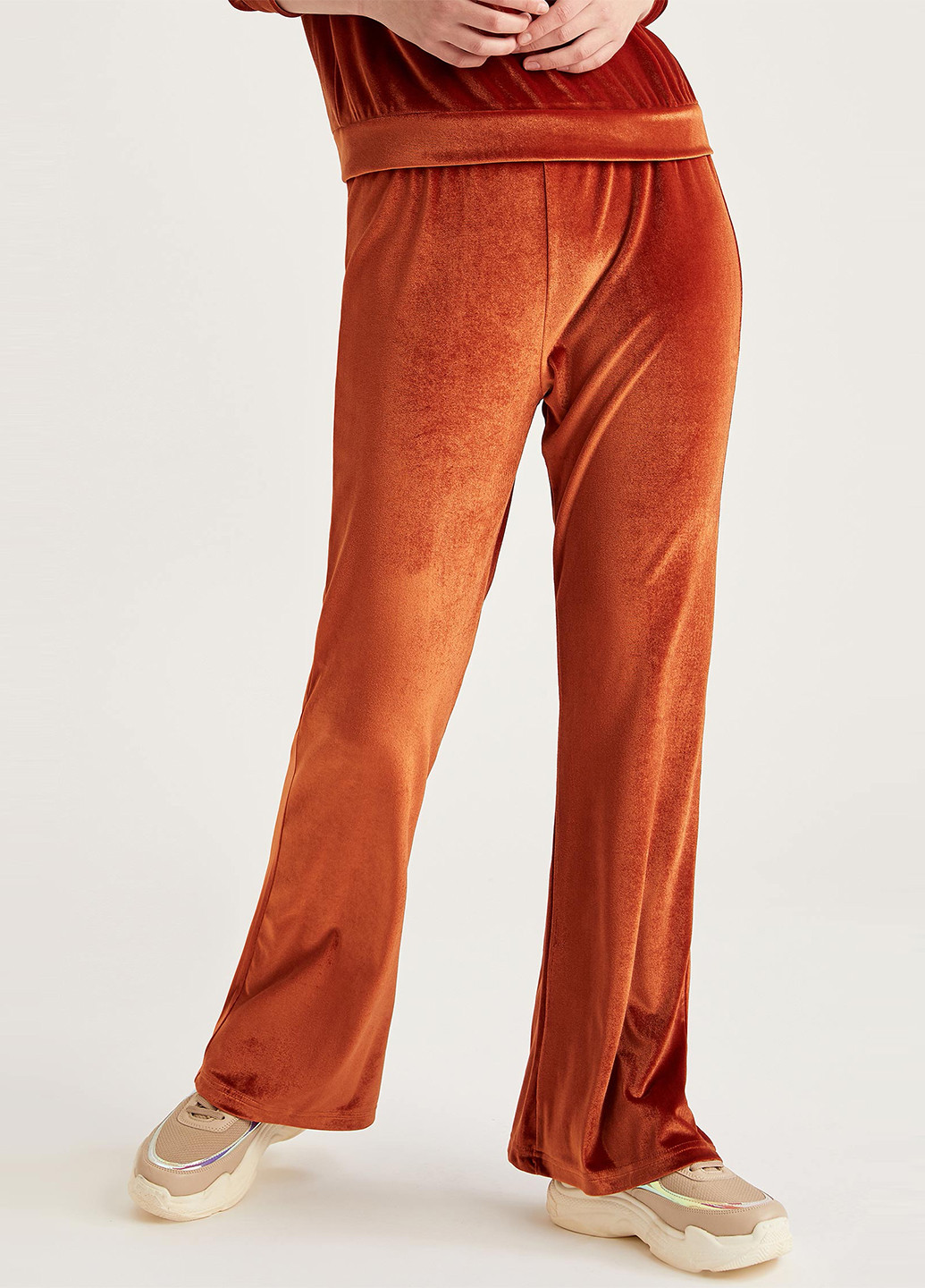 Оранжевые спортивные демисезонные прямые брюки DeFacto