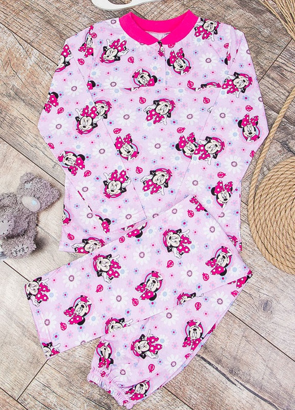 Светло-розовая всесезон пижама для девочки на 2 кнопках Носи своє 6077