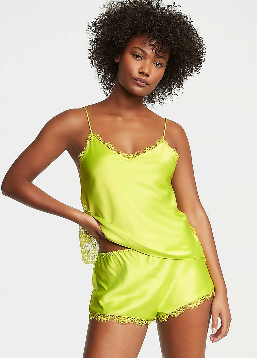 Кислотно-зеленая всесезон пижама (топ, шорты) топ + шорты Victoria's Secret