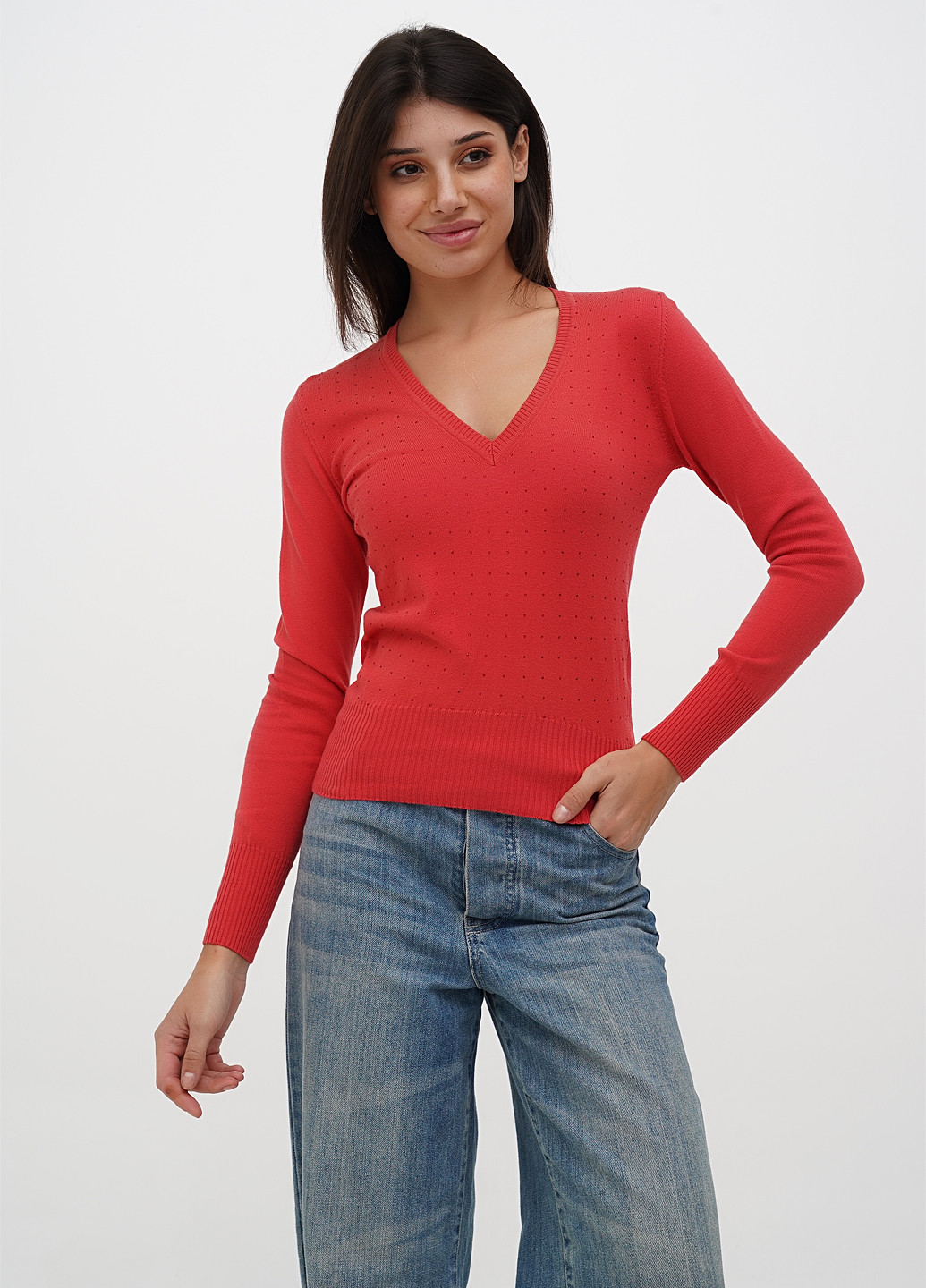 Світло-червоний демісезонний пуловер пуловер Sassofono