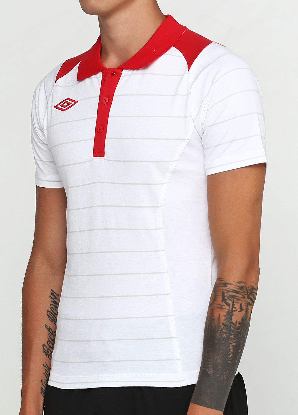 Белая футболка-поло для мужчин Umbro в полоску