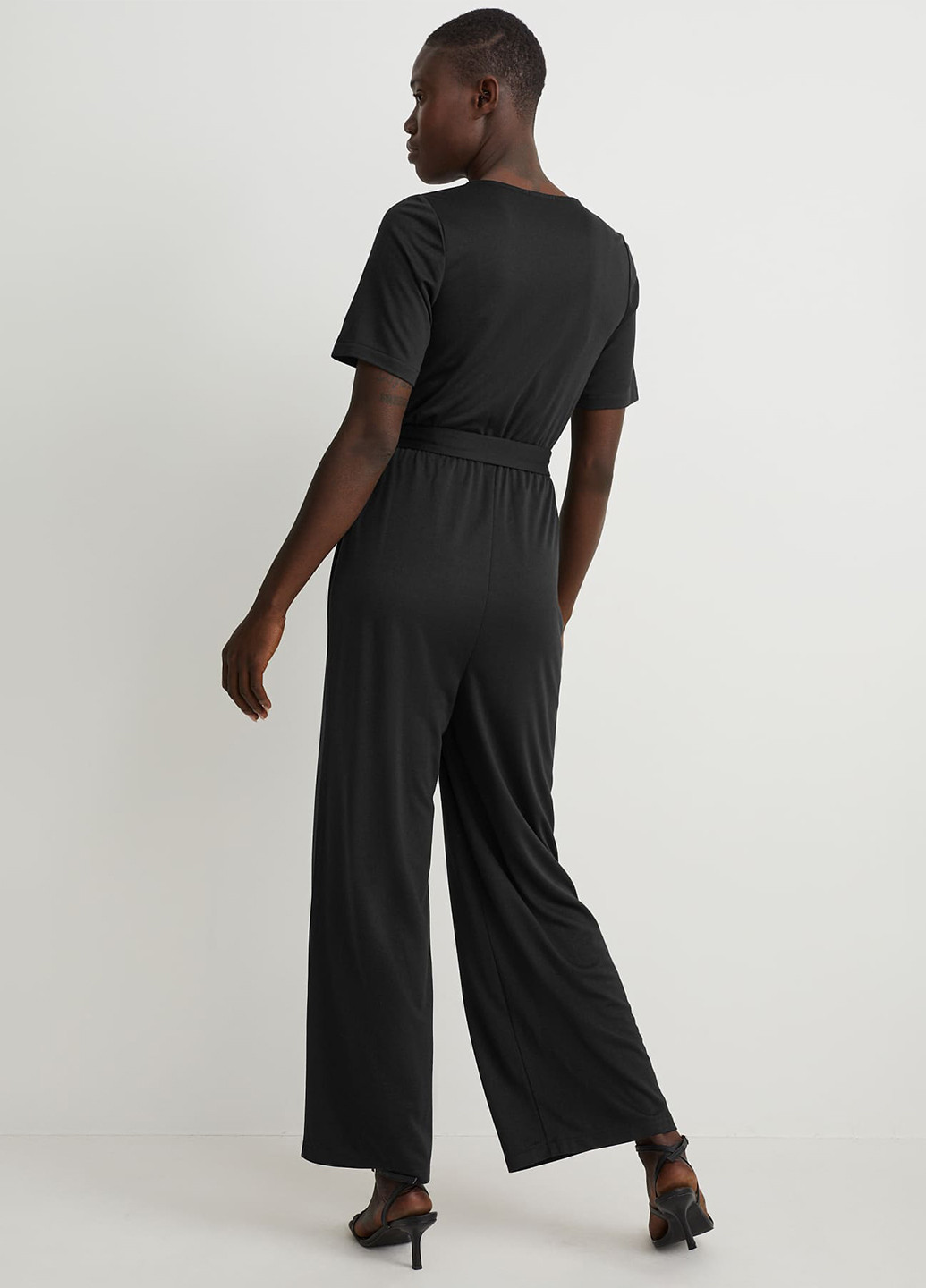 Комбинезон C&A комбинезон-брюки однотонный чёрный кэжуал модал