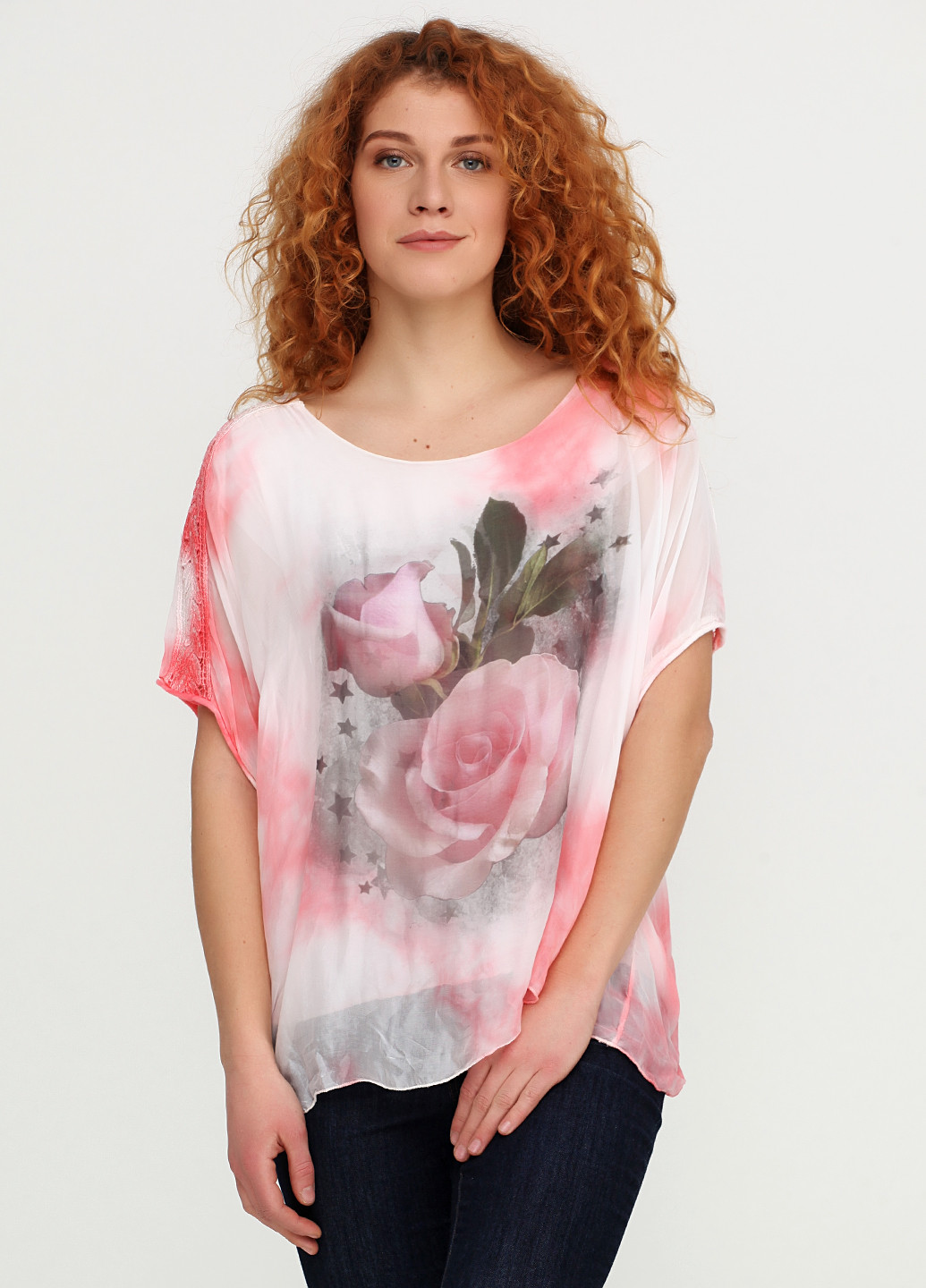 Розовая летняя блуза No Brand
