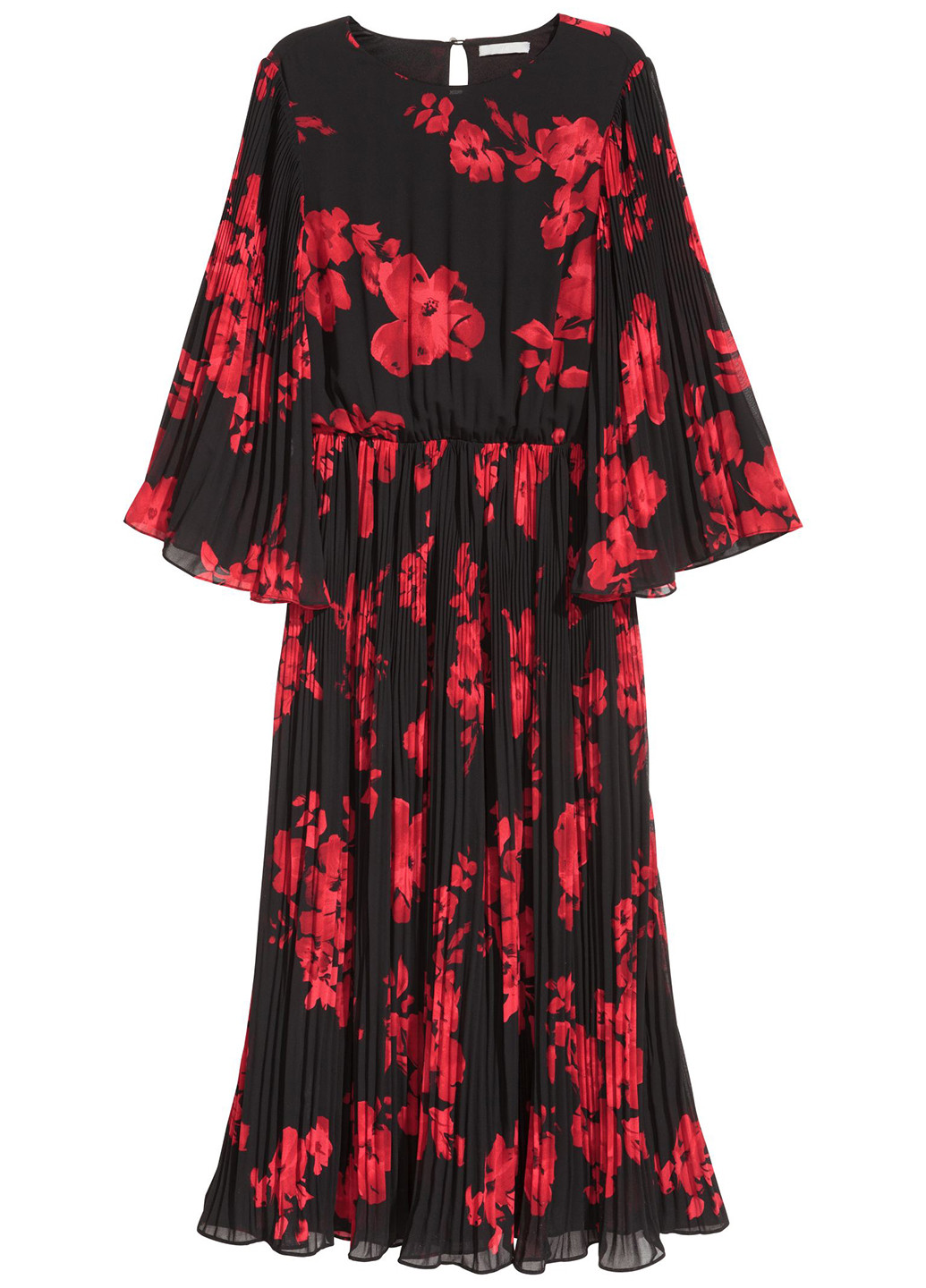 Черное кэжуал платье плиссированное H&M с цветочным принтом