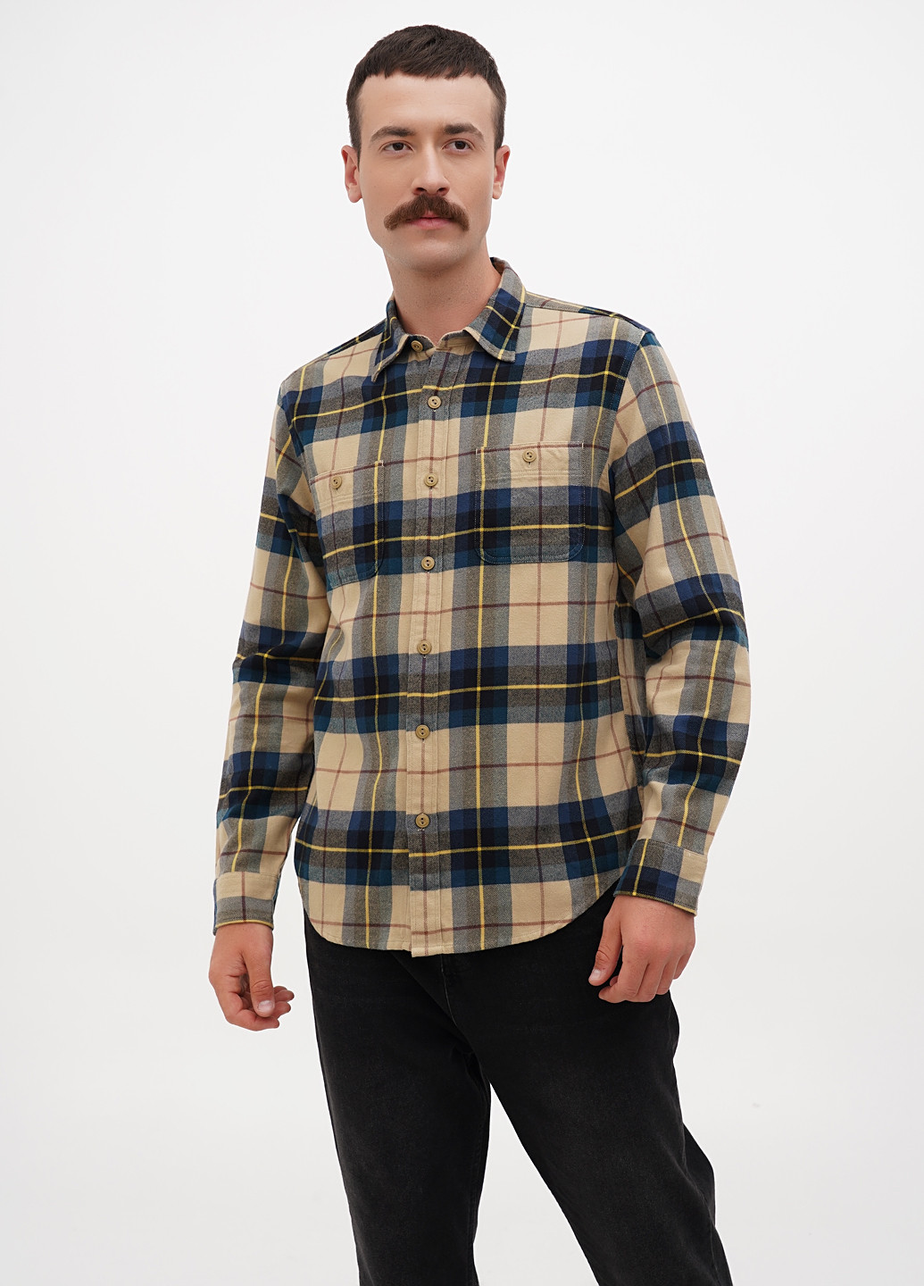 Горчичная кэжуал рубашка в клетку J.Crew