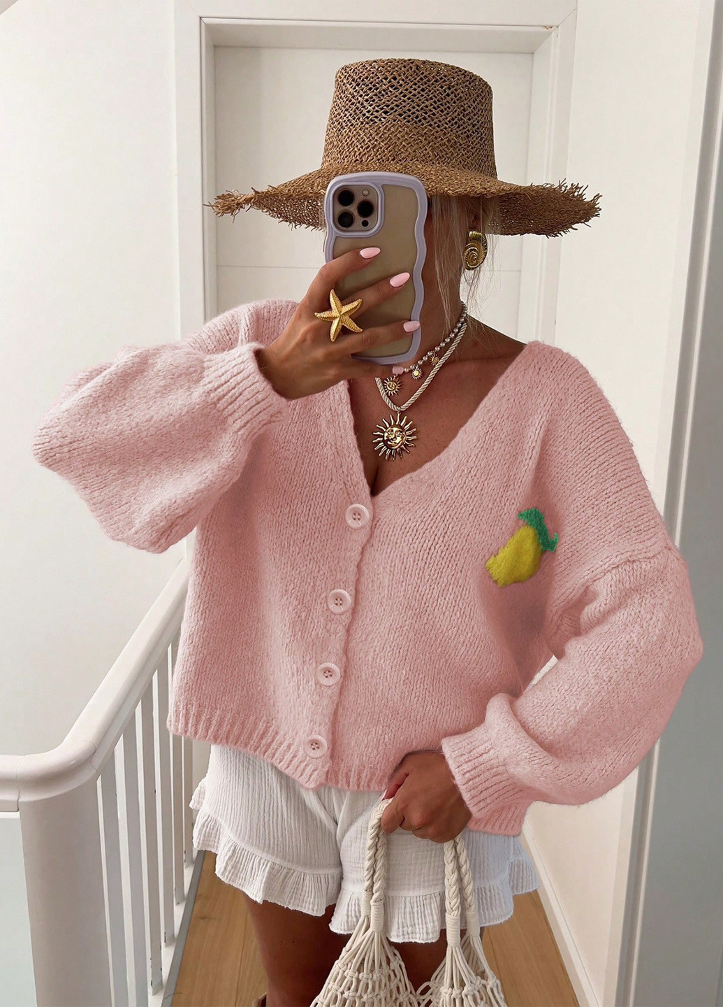 Розовый демисезонный кардиган SHEIN