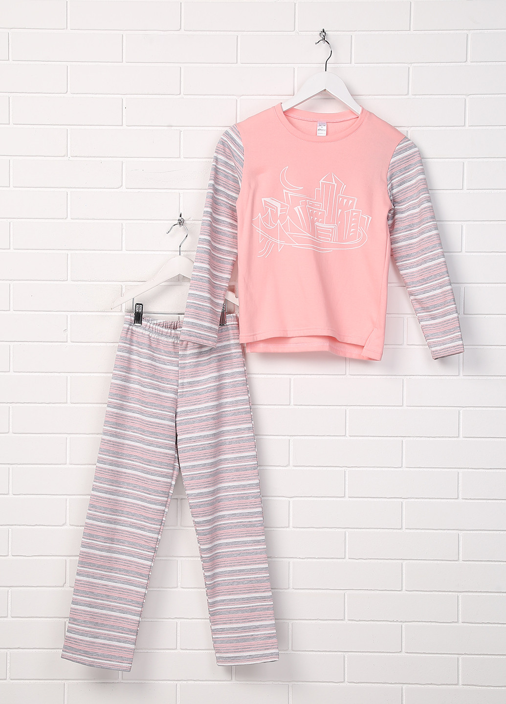 Світло-рожева всесезон піжама (лонгслів, брюки) Aniele