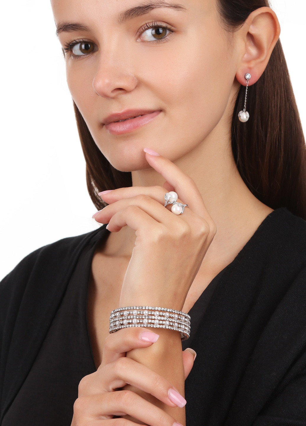 Браслет з перлами і кристалами Sincera (215132999)