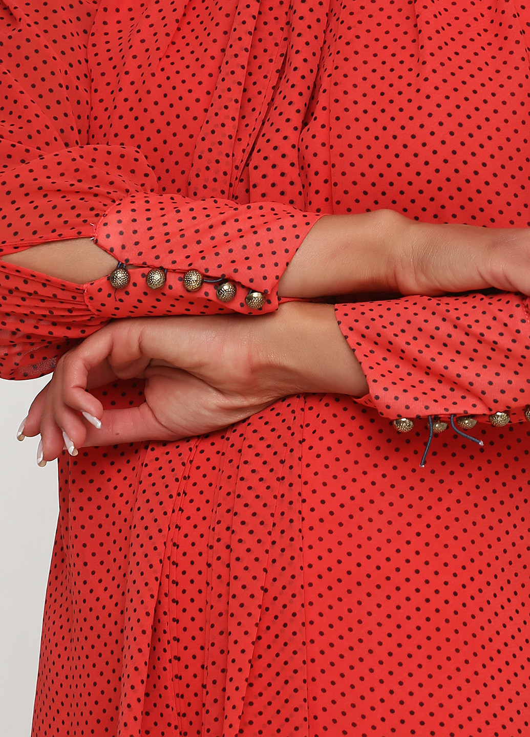 Красное кэжуал платье Sassofono в горошек