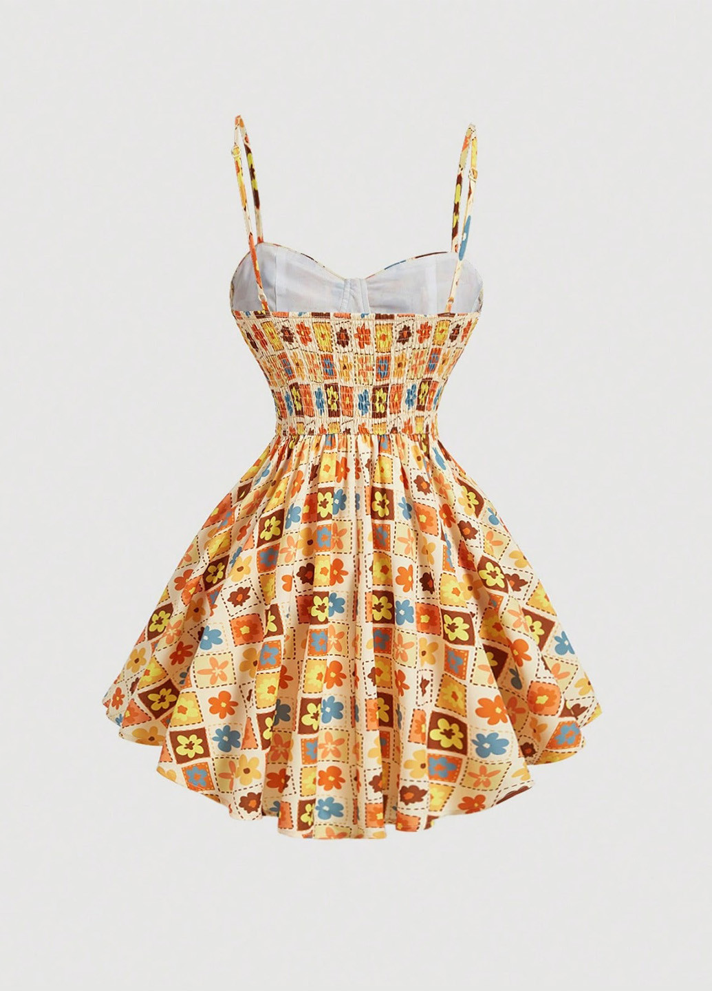 Комбінована кежуал сукня з спідницею-сонце SHEIN з квітковим принтом