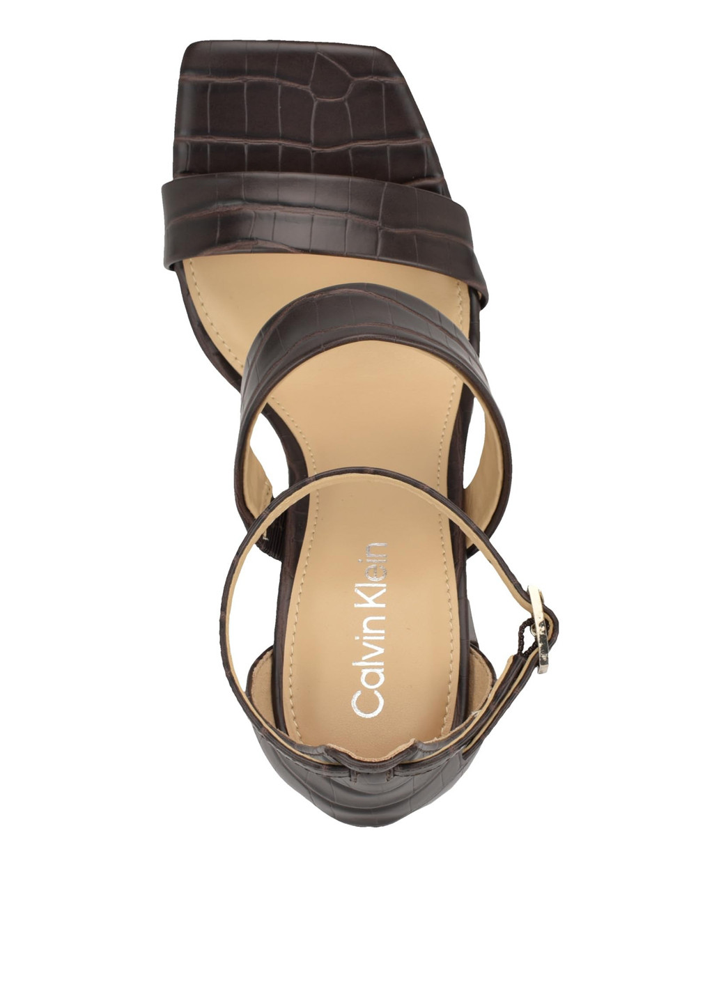 Коричневые босоножки Calvin Klein с ремешком с тиснением