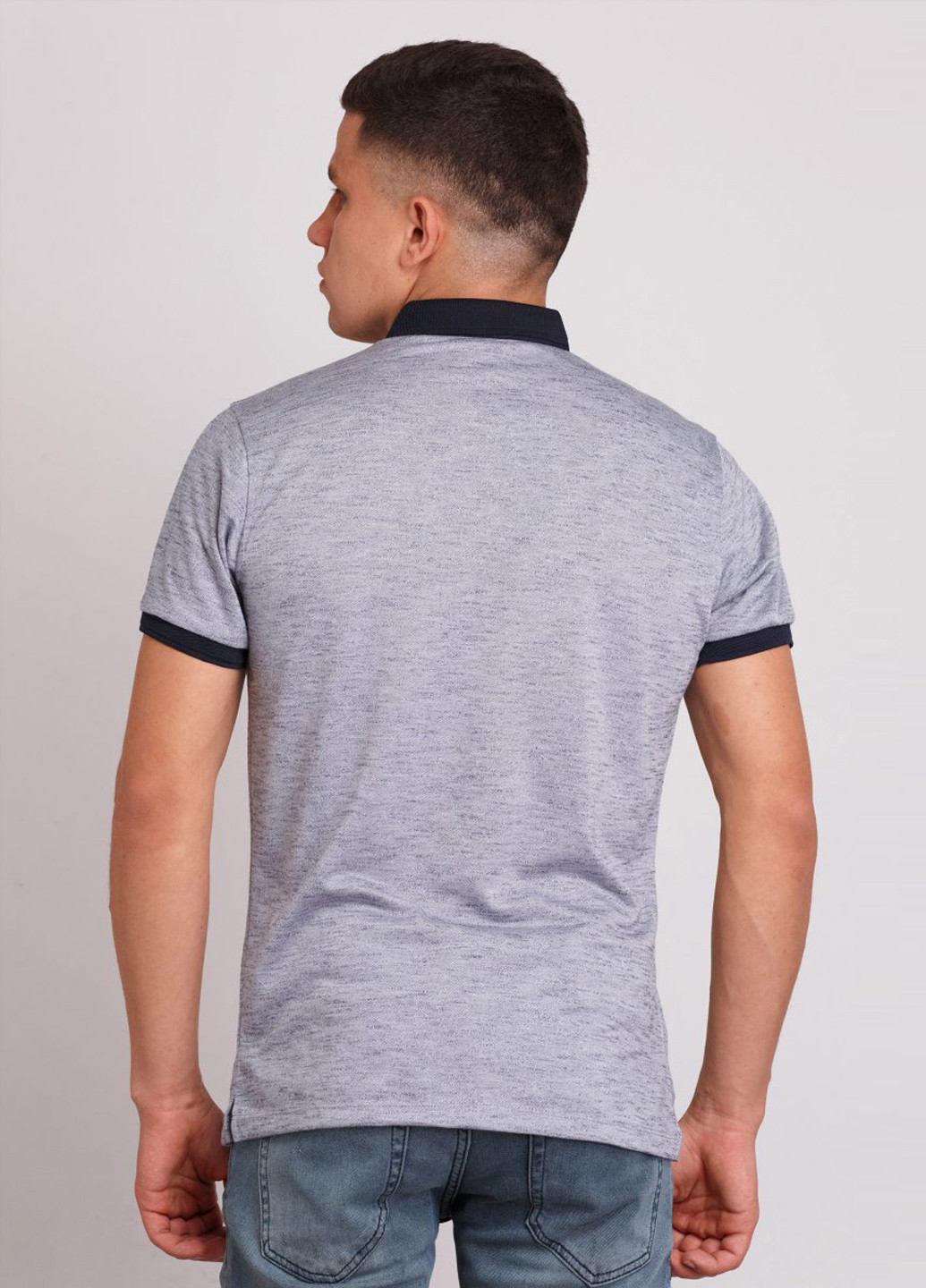 Серо-синяя футболка-поло для мужчин Trend Collection меланжевая