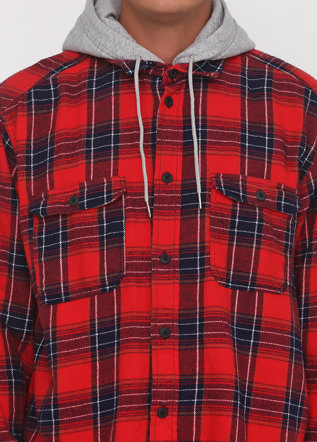 Красная кэжуал рубашка в клетку H&M с длинным рукавом