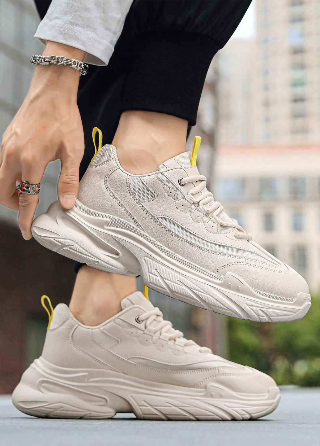 Серо-бежевые демисезонные кроссовки SHEIN