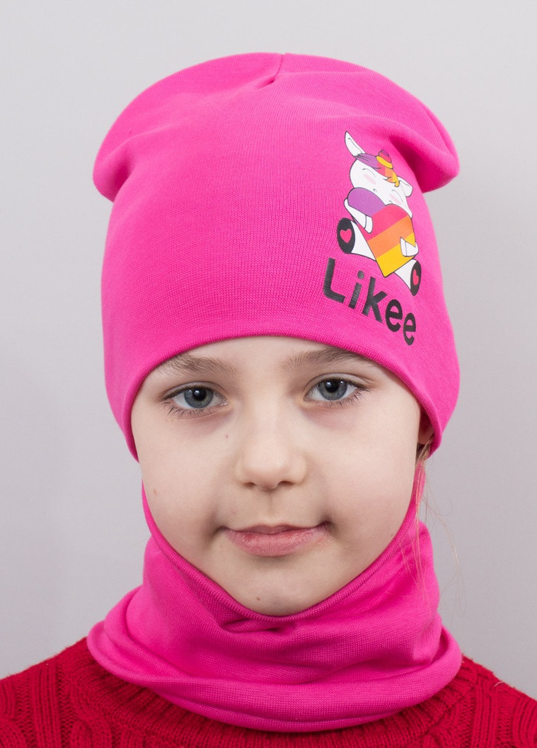 Дитяча шапка з хомутом КАНТА "Likee" розмір 48-52 рожевий (OC-852) Канта (220180408)