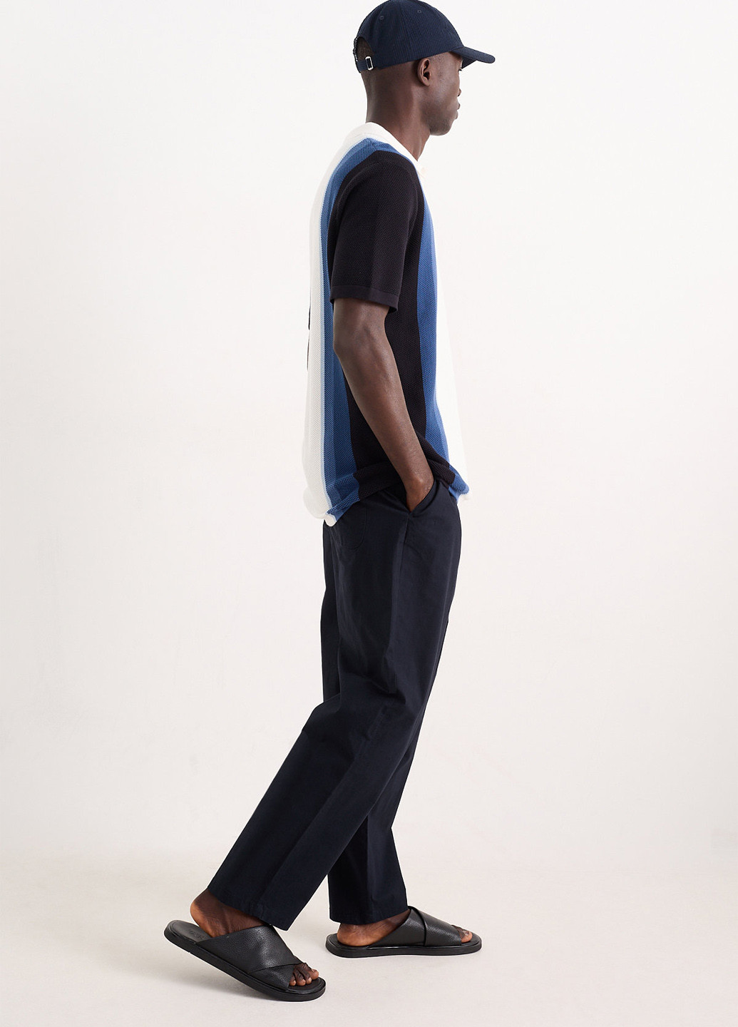 Темно-синие кэжуал демисезонные прямые брюки C&A