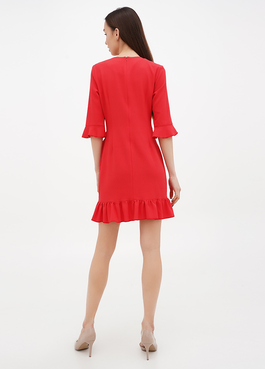 Красное кэжуал платье на запах Sassofono однотонное