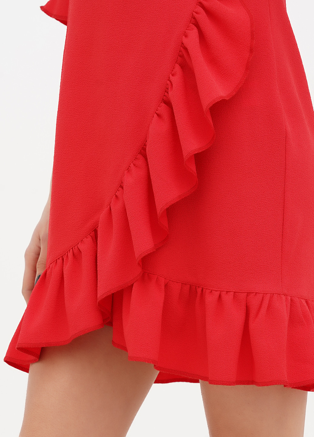 Красное кэжуал платье на запах Sassofono однотонное