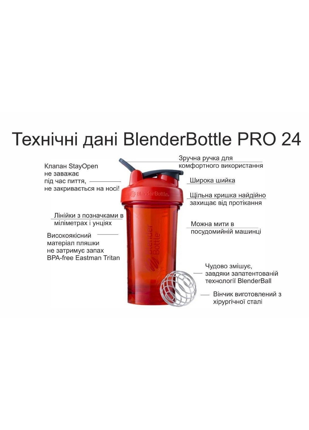 Спортивна пляшка-шейкер 710 мл Blender Bottle (232678174)