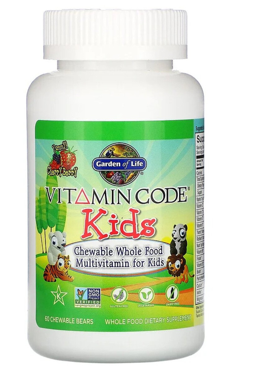 Поливитамины для детей, вкус вишни, Vitamin Code,, 60 жевательных мишек Garden of Life (228293232)