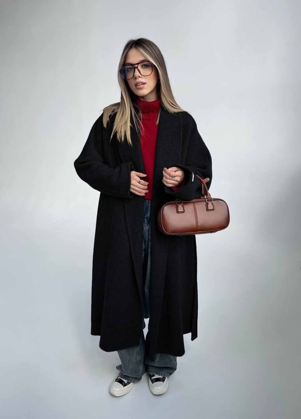 Чорне демісезонне Пальто оверсайз No Brand