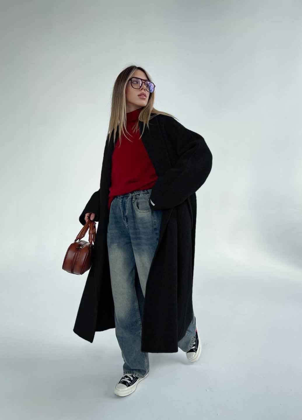 Чорне демісезонне Пальто оверсайз No Brand