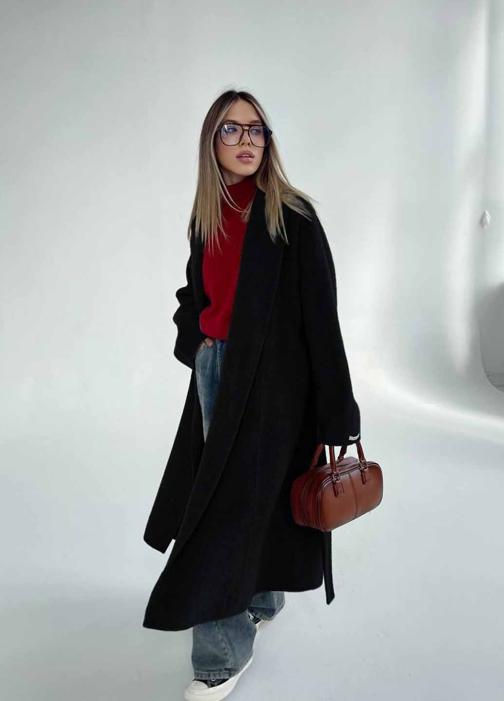 Чорне демісезонне Пальто оверсайз No Brand