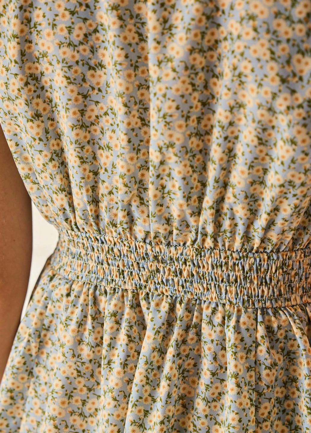 Голубое кэжуал платье а-силуэт SHEIN с цветочным принтом