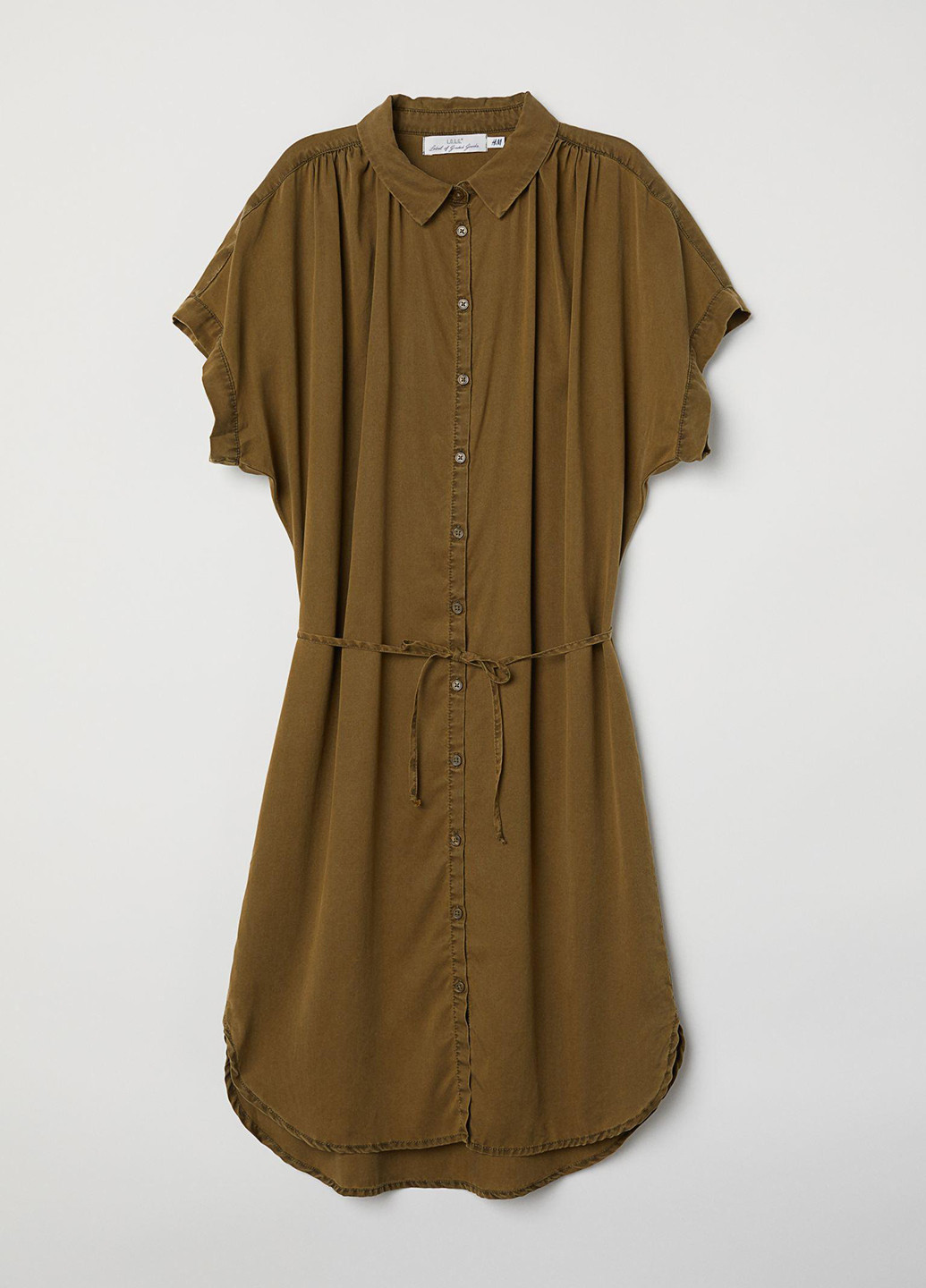 Оливковое (хаки) кэжуал сукня рубашка H&M однотонное