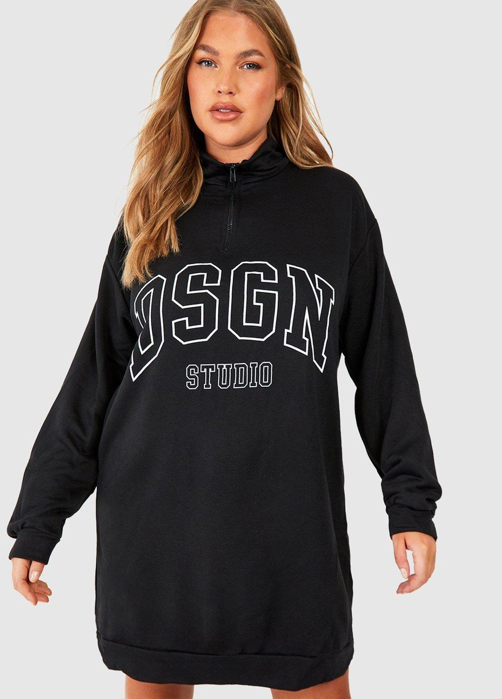 Чорна кежуал, спортивна сукня сукня-світшот Boohoo з написами