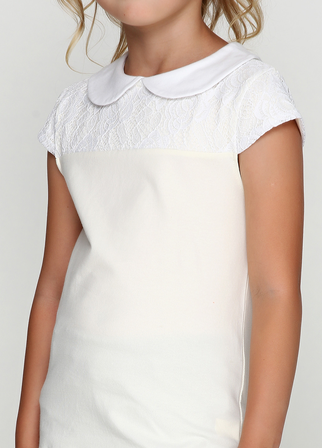 Молочная однотонная блузка с коротким рукавом Vidoli летняя