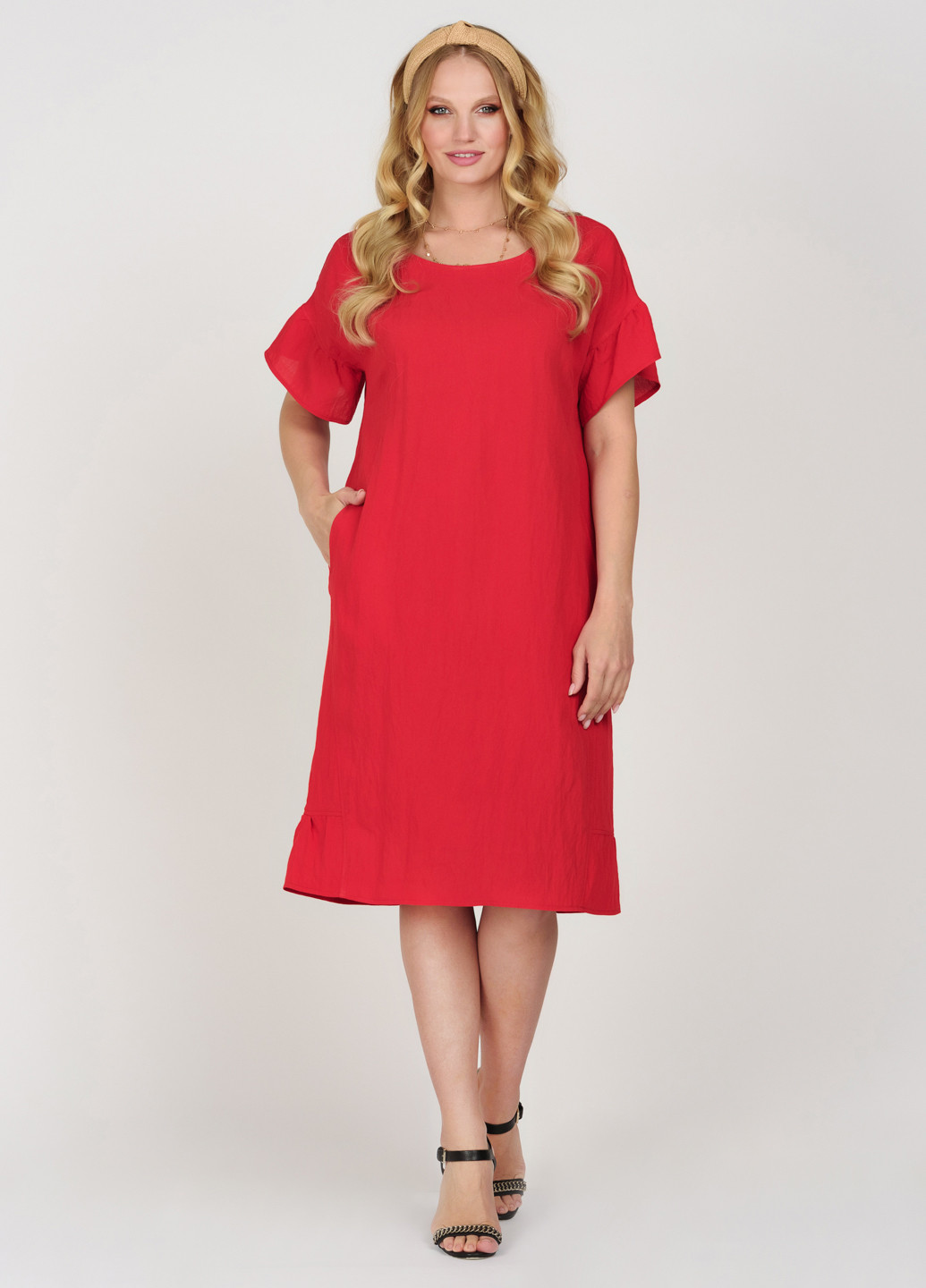 Красное кэжуал платье Miledi однотонное