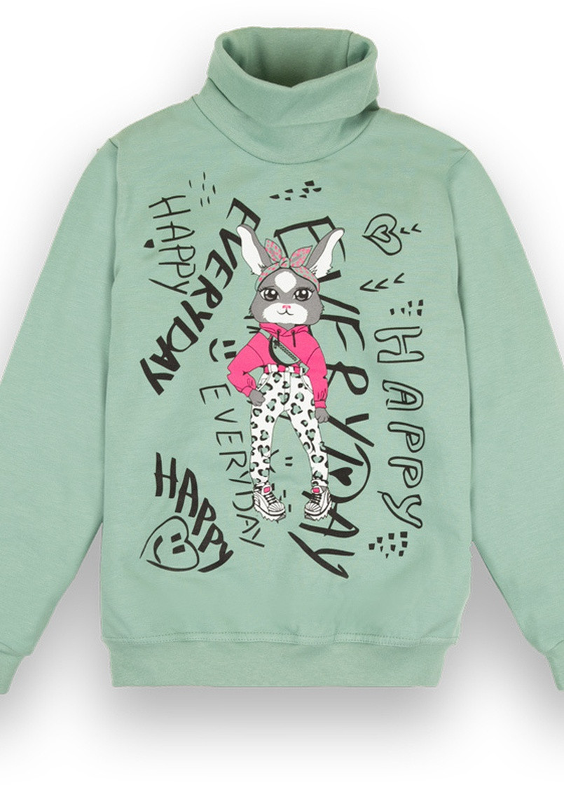 Зеленый демисезонный детский свитер для девочки sv-21-92-1 *зайка* Габби