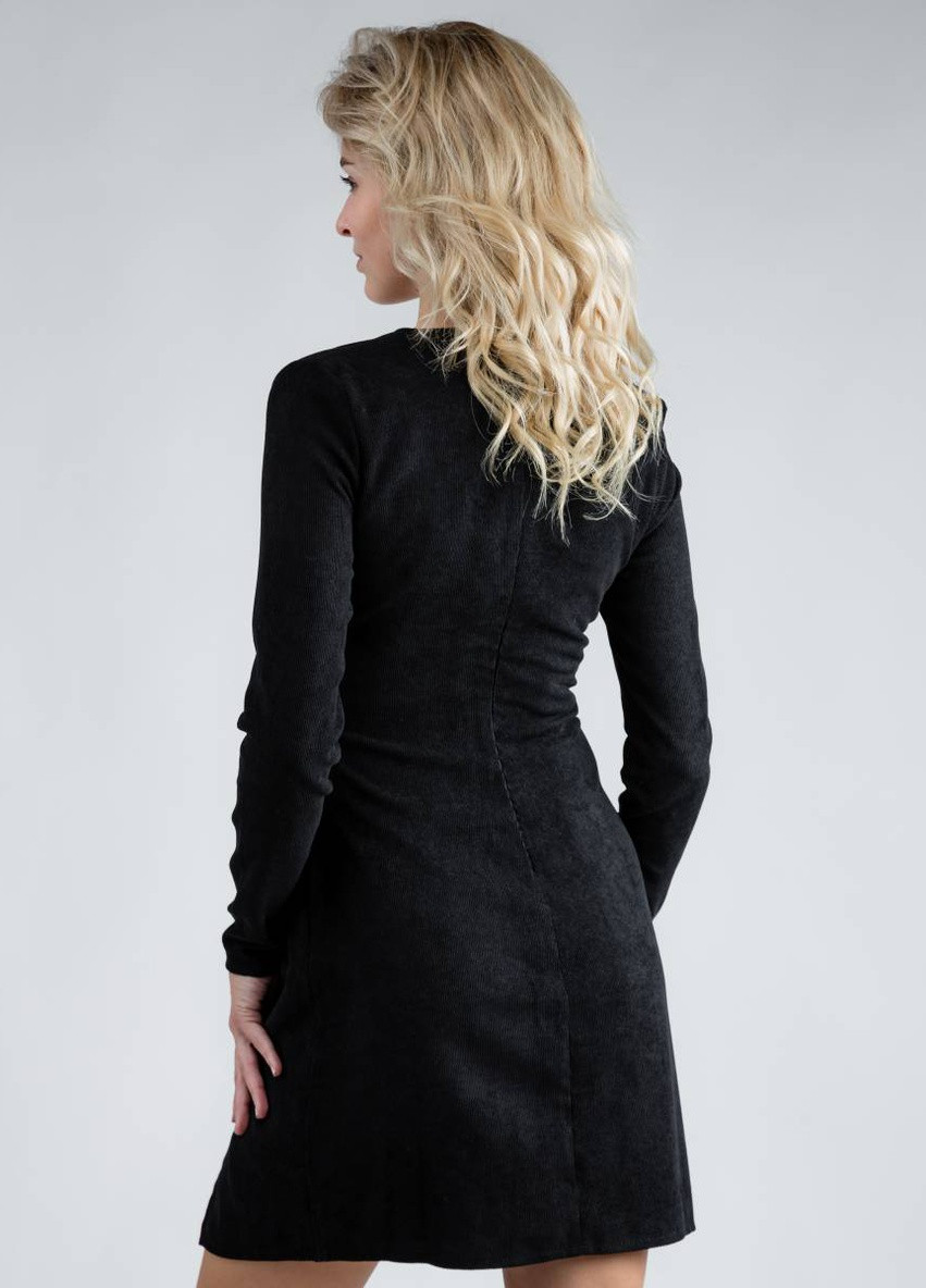 Черное кэжуал платье длины мини с разрезом romashka Ромашка однотонное